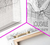 Panoramic Louisville City Map, Kentucky Art, Map Print, Minimalist Wall Art, Canvas Art, Housewarming Gift, Street Map Art, Closing Gift