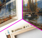 Diamond Lake Oregon Framed Canvas Print, Lake House Art, Panoramic Wall Art, Travel Poster, Modern Lake Painting, Home Decor