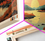 Colville Lake Northwest Territories Framed Canvas Print, Pop Art Panoramic Travel Poster, Bedroom Decor, Midcentury Modern, Wall Art, Scenic Lake House, Nature Art