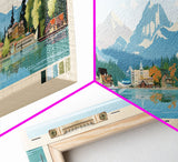 East Lake Oregon Framed Canvas Print, Panoramic Landscape Art, Midcentury Modern, Pop Art, Living Room Wall Art, Travel Poster, Beautiful Nature Art