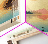 Hottah Lake Northwest Territories Framed Canvas Print, Panoramic Wall Art, Midcentury Modern, Pop Art, Bedroom Decor, Travel Poster, Home Decor