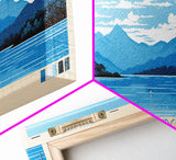 Lake Blue Ridge Georgia Framed Canvas Print, Panoramic Art, Midcentury Modern, Pop Art, Living Room Wall Art, Travel Poster, Lake House Decor