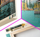 Lake Burton Georgia Framed Canvas Print, Panoramic Wall Art, Midcentury Modern, Pop Art, Bedroom Decor, Travel Poster, Living Room Art