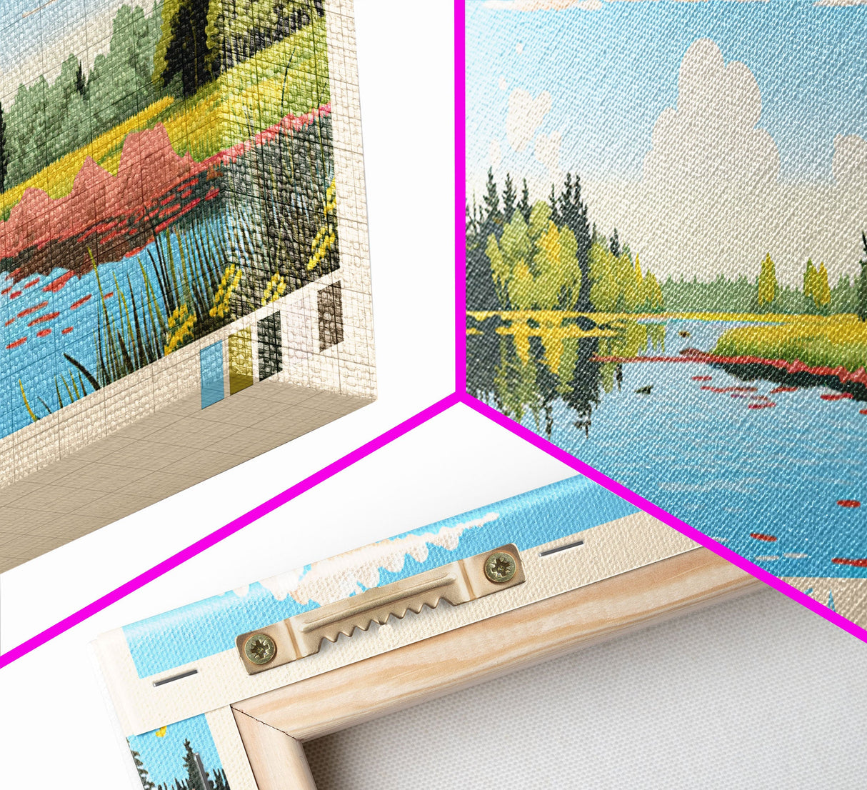 Lake Itasca Minneapolis Framed Canvas Print, Panoramic Wall Art, Midcentury Modern, Pop Art, Lake House Decor, Travel Poster, Bedroom Art