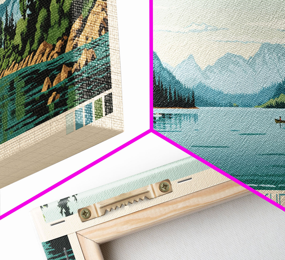 Lake Wenatchee, Washington Panoramic Wall Art Framed Canvas Print, Midcentury Modern, Pop Art, Home Decor, Travel Poster, Bedroom Art