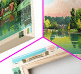 Lake Wylie, North Carolina Panoramic Wall Art Framed Canvas Print, Midcentury Modern, Pop Art, Home Decor, Travel Poster, Bedroom Art