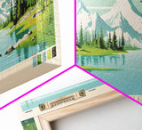 Lower Ugashik Lake, Alaska Panoramic Wall Art Framed Canvas Print, Midcentury Modern, Pop Art, Home Decor, Travel Poster, Bedroom Art