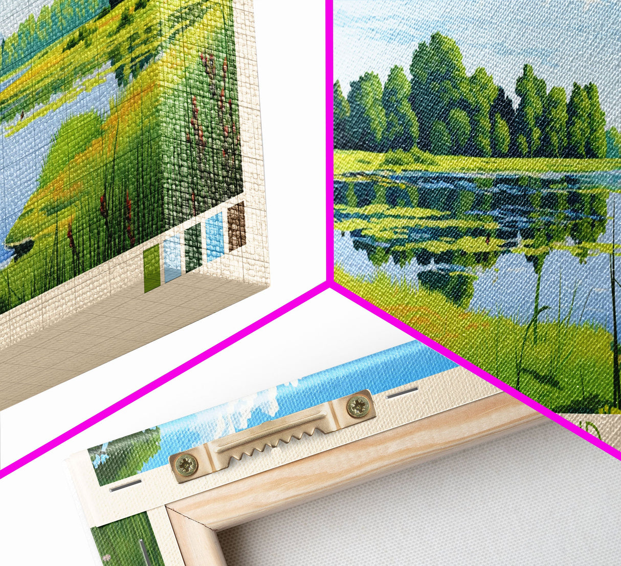 Lums Pond, Delaware Panoramic Wall Art Framed Canvas Print, Midcentury Modern, Pop Art, Home Decor, Travel Poster, Living Room Art