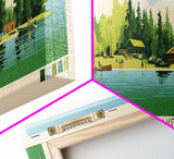 Molson Lake, Manitoba Framed Canvas Print, Panoramic Wall Art, Midcentury Modern, Pop Art, Home Decor, Travel Poster, Bedroom Art