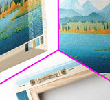 Odell Lake, Oregon Framed Canvas Print, Panoramic Wall Art, Midcentury Modern, Pop Art, Home Decor, Travel Poster, Living Room Art