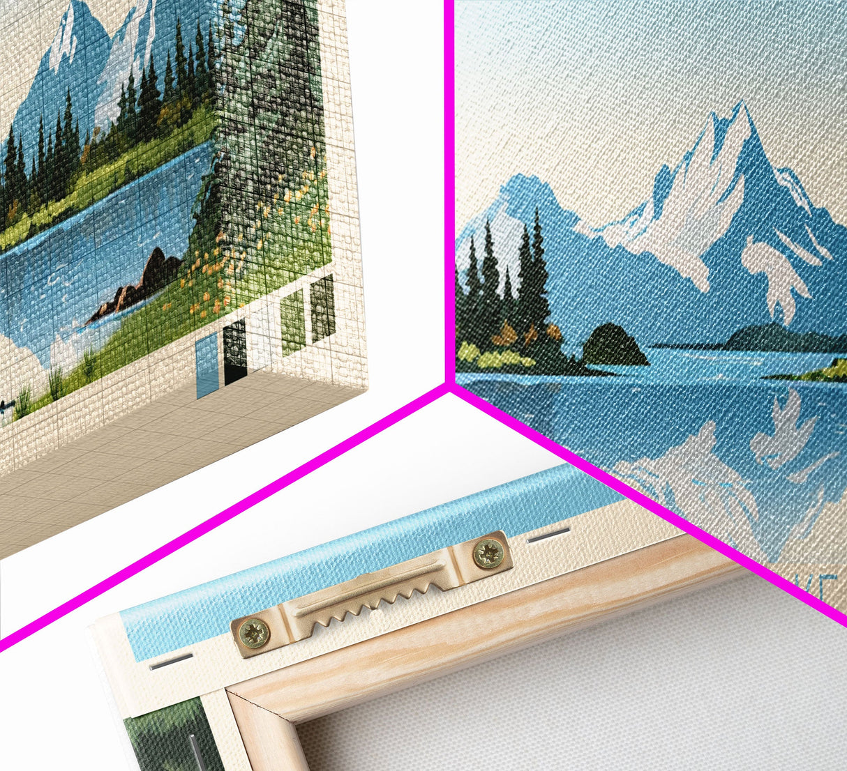 Selawik Lake, Alaska Framed Canvas Print, Panoramic Wall Art, Midcentury Modern Decor, Pop Art, Travel Poster, Home Decoration