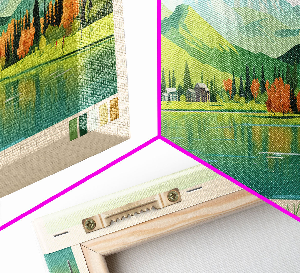 Wellesley Lake, Yukon Framed Canvas Print, Midcentury Modern Lake House Decor, Panoramic Art, Pop Art, Travel Poster, Living Room Wall Art