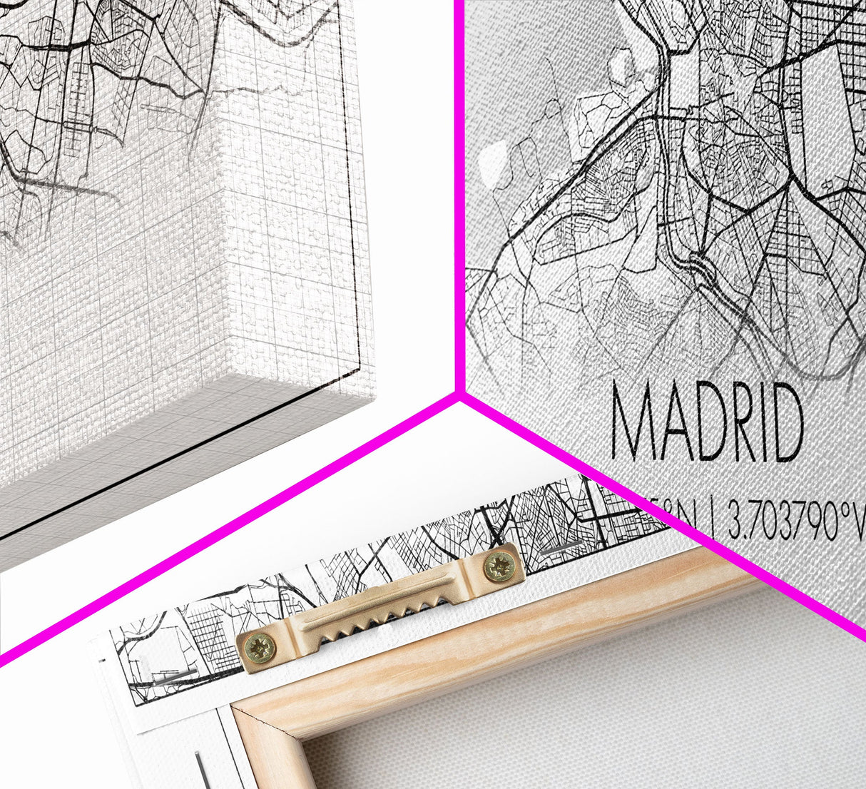 Panoramic Madrid City Map, Spain Art, Map Print, Minimalist Wall Art, Canvas Art, Housewarming Gift, Street Map Art, Closing Gift