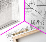 Panoramic Memphis City Map, Tennessee Art, Map Print, Minimalist Wall Art, Canvas Art, Housewarming Gift, Street Map Art, Closing Gift