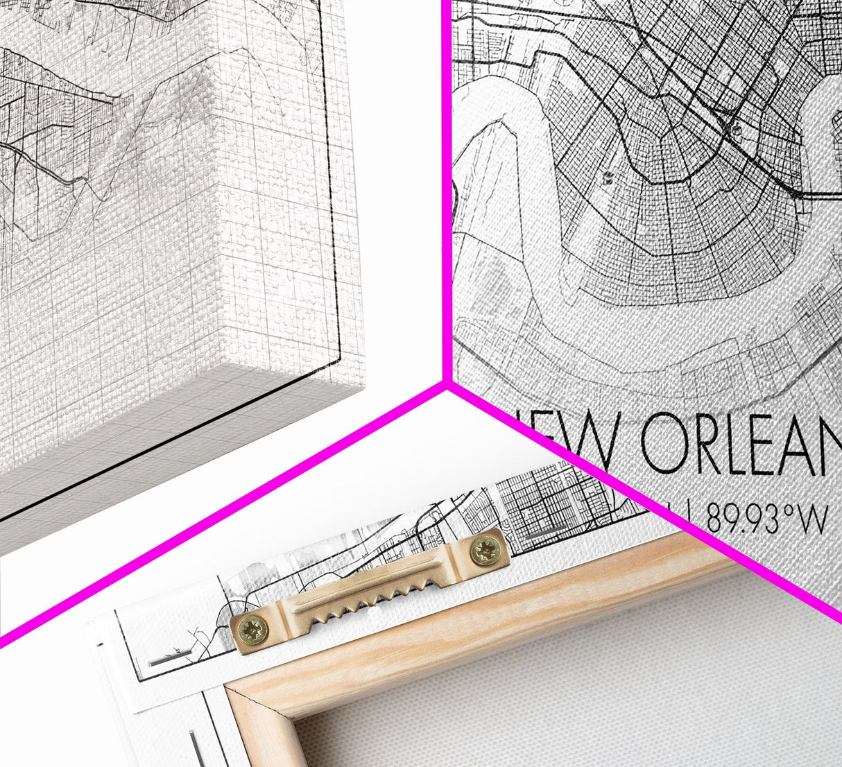 New Orleans City Map, Louisiana Map, Map Art, Minimalist Wall Art, Wall Art, Canvas Art, Housewarming Gift, Trendy Wall Art, Panoramic Art