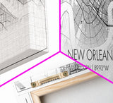 Panoramic New Orleans City Map, Louisiana Art, Map Print, Minimalist Wall Art, Canvas Art, Housewarming Gift, Street Map Art, Closing Gift