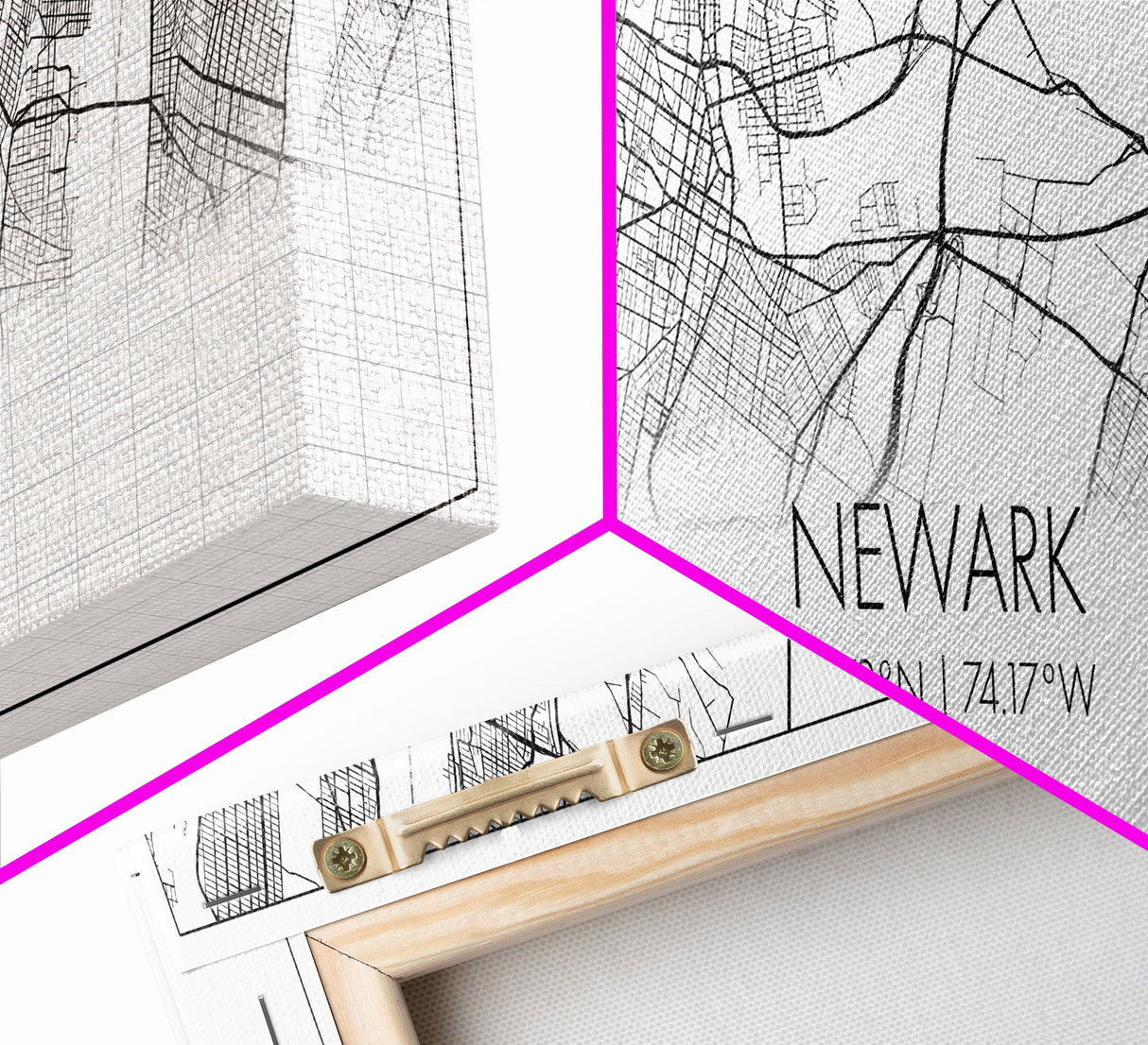 Panoramic Newark City Map, New Jersey Art, Map Print, Minimalist Wall Art, Canvas Art, Housewarming Gift, Street Map Art, Closing Gift