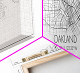 Panoramic Oakland City Map, California Art, Map Print, Minimalist Wall Art, Canvas Art, Housewarming Gift, Street Map Art, Closing Gift