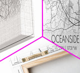 Panoramic Oceanside City Map, California Art, Map Print, Minimalist Wall Art, Canvas Art, Housewarming Gift, Street Map Art, Closing Gift