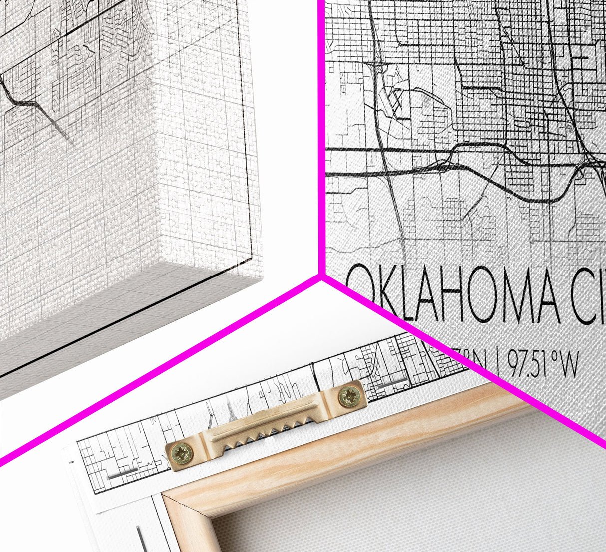 Panoramic Oklahoma City Map, Oklahoma Art, Map Print, Minimalist Wall Art, Canvas Art, Housewarming Gift, Street Map Art, Closing Gift