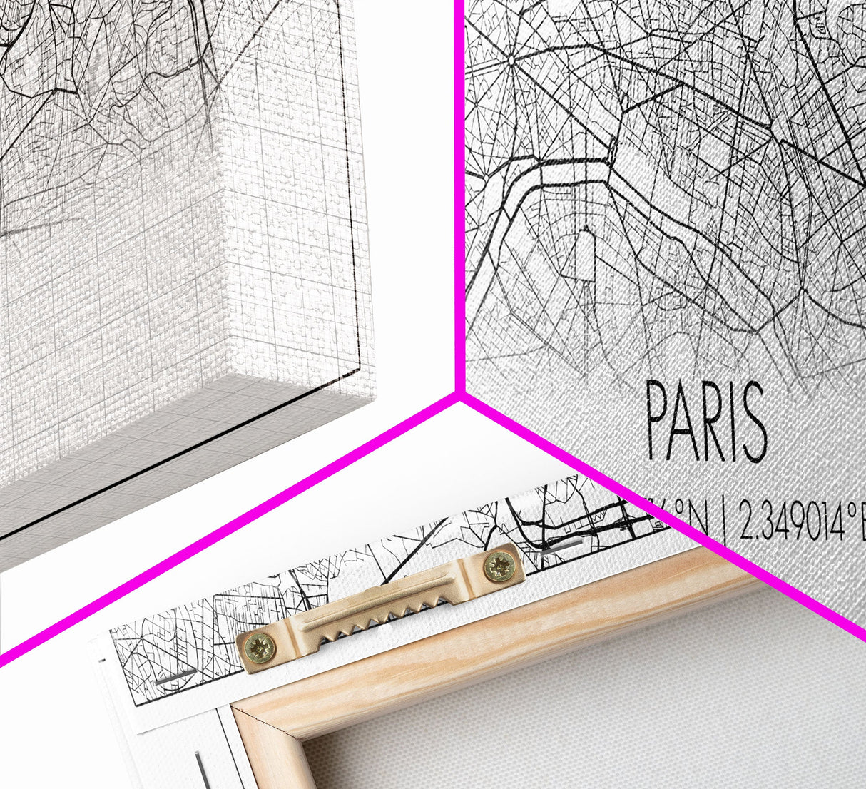 Panoramic Paris City Map, France Art, Map Print, Minimalist Wall Art, Canvas Art, Housewarming Gift, Street Map Art, Closing Gift