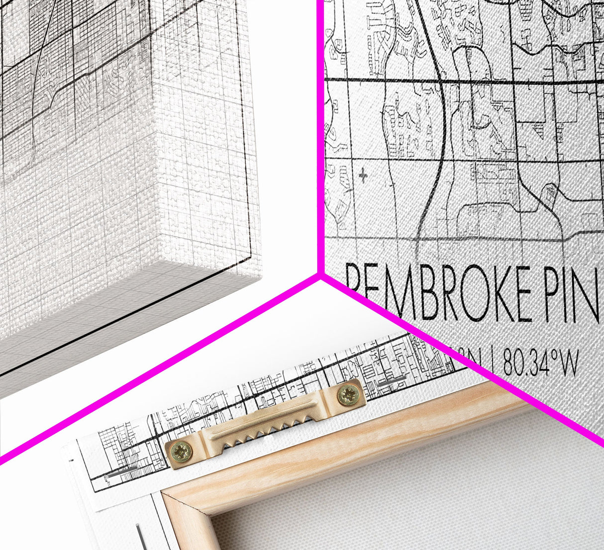 Panoramic Pembroke Pines City Map, Florida Art, Map Print, Minimalist Wall Art, Canvas Art, Housewarming Gift, Street Map Art, Closing Gift