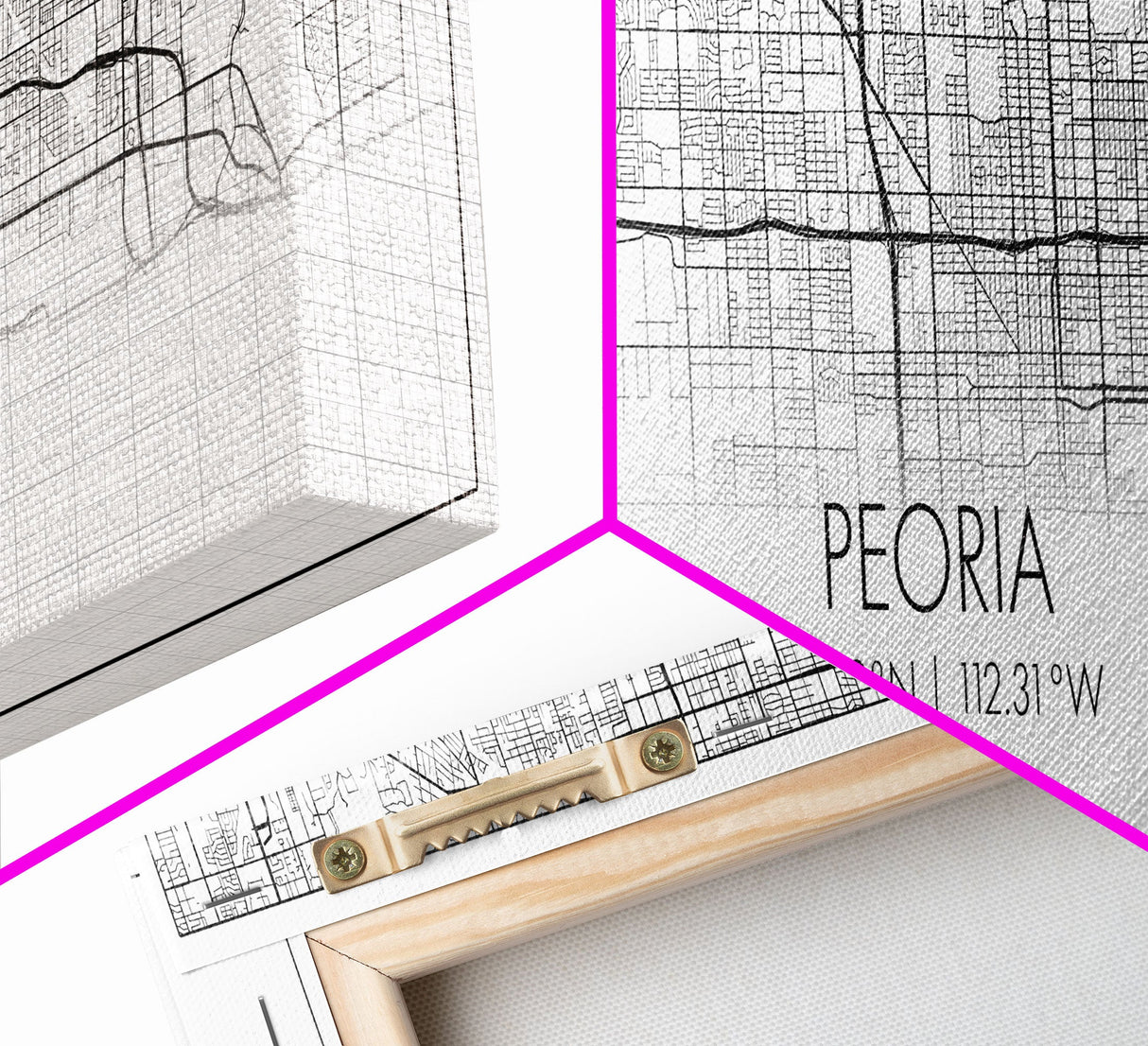 Panoramic Peoria City Map, Arizona Art, Map Print, Minimalist Wall Art, Canvas Art, Housewarming Gift, Street Map Art, Closing Gift