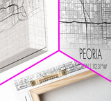 Panoramic Peoria City Map, Arizona Art, Map Print, Minimalist Wall Art, Canvas Art, Housewarming Gift, Street Map Art, Closing Gift