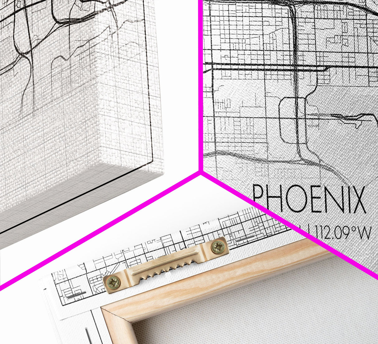 Phoenix City Map, Arizona Art, Map Print, Minimalist Wall Art, Wall Art, Canvas Art, Client Gift, Teen Girl Room Décor, Panoramic Wall Art