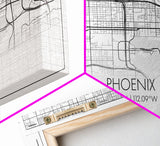 Phoenix City Map, Arizona Art, Map Print, Minimalist Wall Art, Wall Art, Canvas Art, Client Gift, Teen Girl Room Décor, Panoramic Wall Art