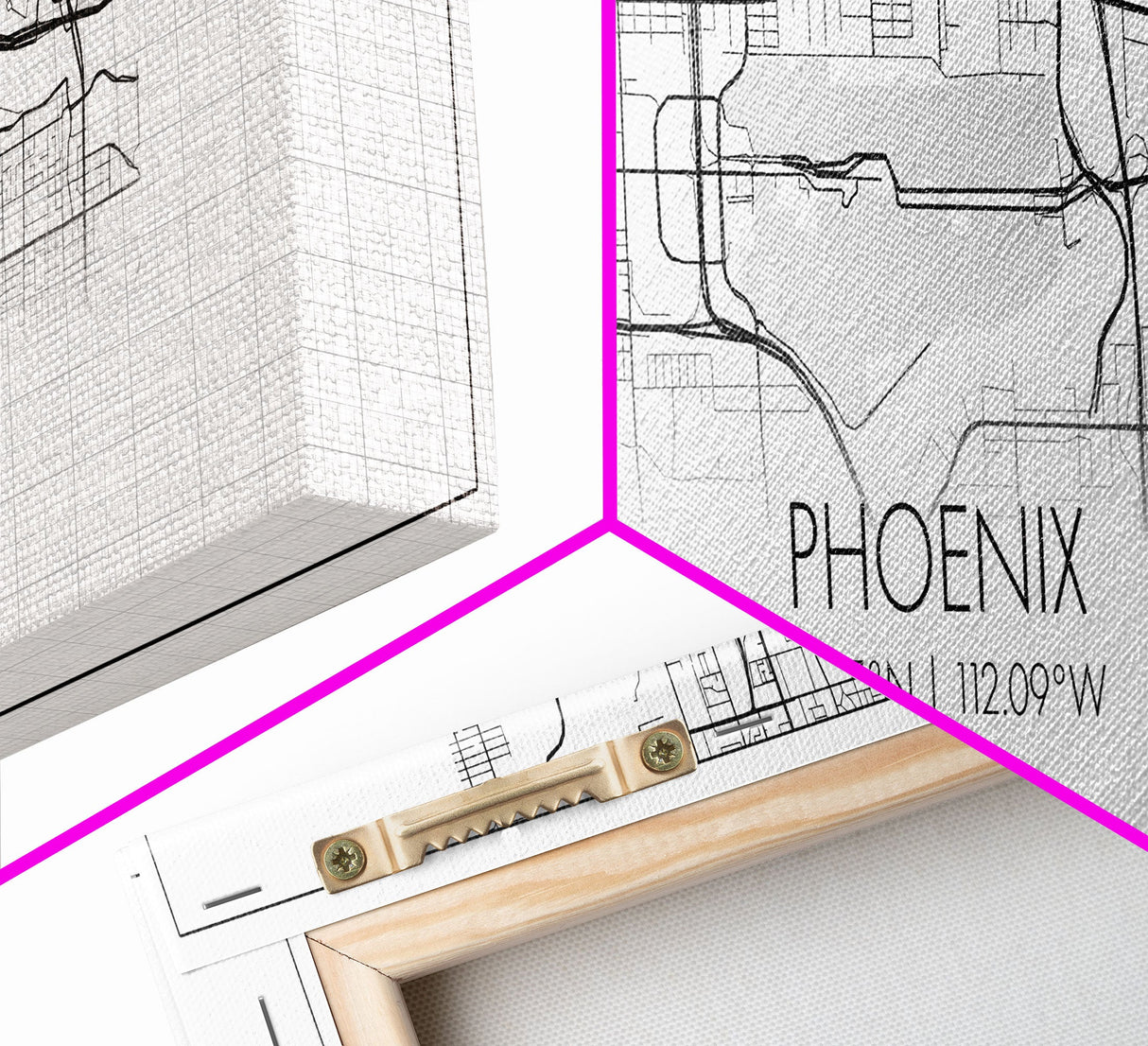 Panoramic Phoenix City Map, Arizona Art, Map Print, Minimalist Wall Art, Canvas Art, Housewarming Gift, Street Map Art, Closing Gift