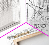 Plano City Map, Texas Art, Map Print, Minimalist Wall Art, Wall Art, Canvas Art, Marketing Gifts, Dorm Wall Art, Cabin Wall Art, Panoramic