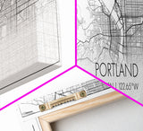 Panoramic Portland City Map, Oregon Art, Map Print, Minimalist Wall Art, Canvas Art, Housewarming Gift, Street Map Art, Closing Gift