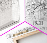 Panoramic Prague City Map, Czech Republic Art, Map Print, Minimalist Wall Art, Canvas Art, Housewarming Gift, Street Map Art, Closing Gift