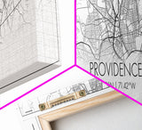 Panoramic Providence City Map, Rhode Island Art, Map Print, Minimalist Wall Art, Canvas Art, Housewarming Gift, Street Map Art, Closing Gift