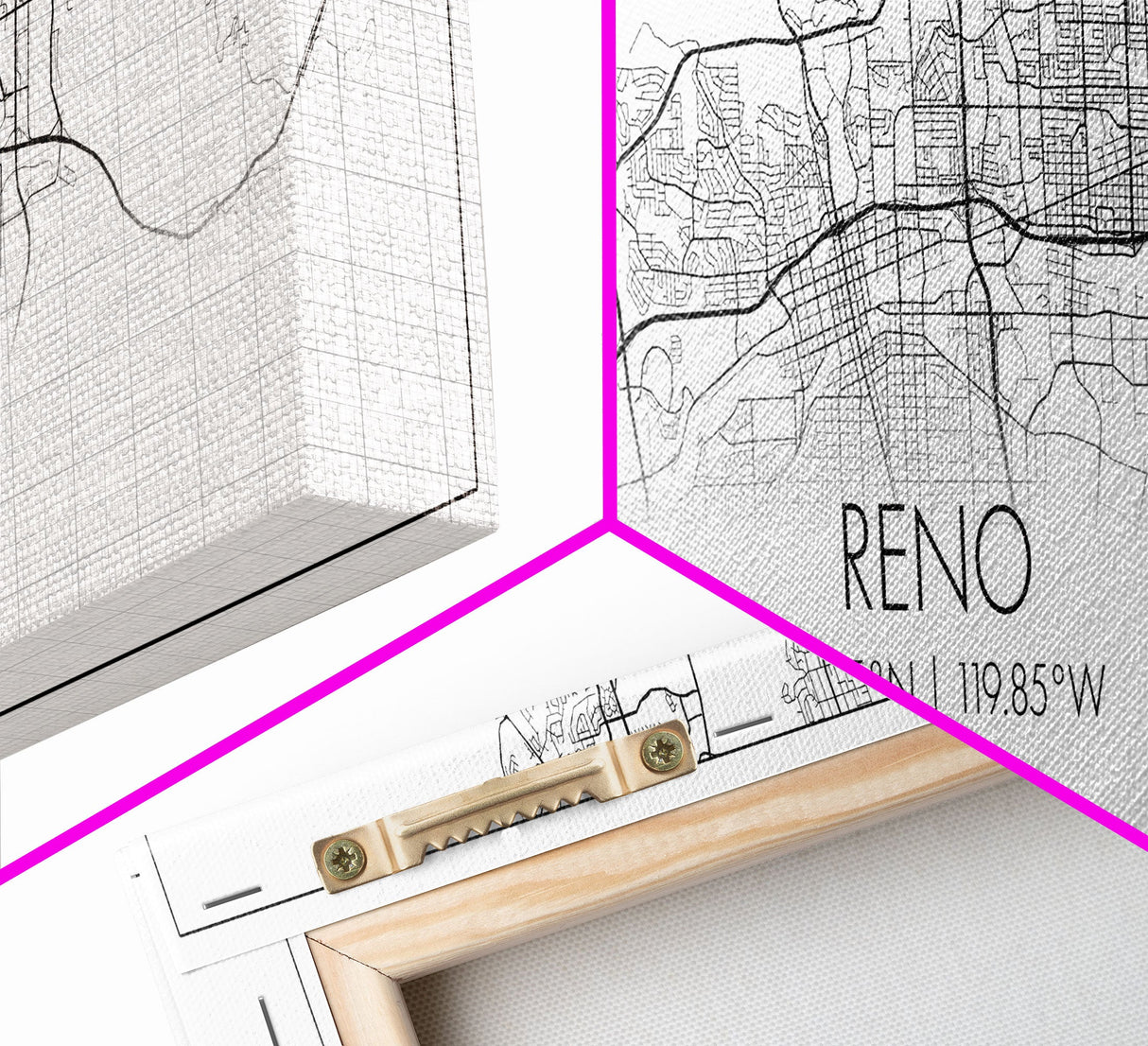 Panoramic Reno City Map, Nevada Art, Map Print, Minimalist Wall Art, Canvas Art, Housewarming Gift, Street Map Art, Closing Gift