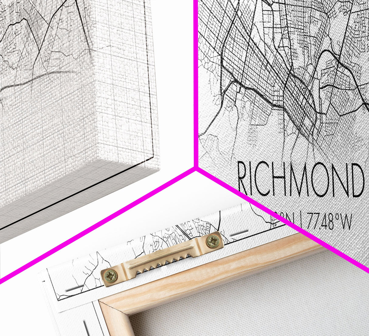 Panoramic Richmond City Map, Virginia Art, Map Print, Minimalist Wall Art, Canvas Art, Housewarming Gift, Street Map Art, Closing Gift