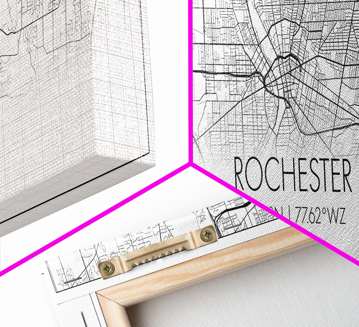 Panoramic Rochester City Map, New York Art, Map Print, Minimalist Wall Art, Canvas Art, Housewarming Gift, Street Map Art, Closing Gift