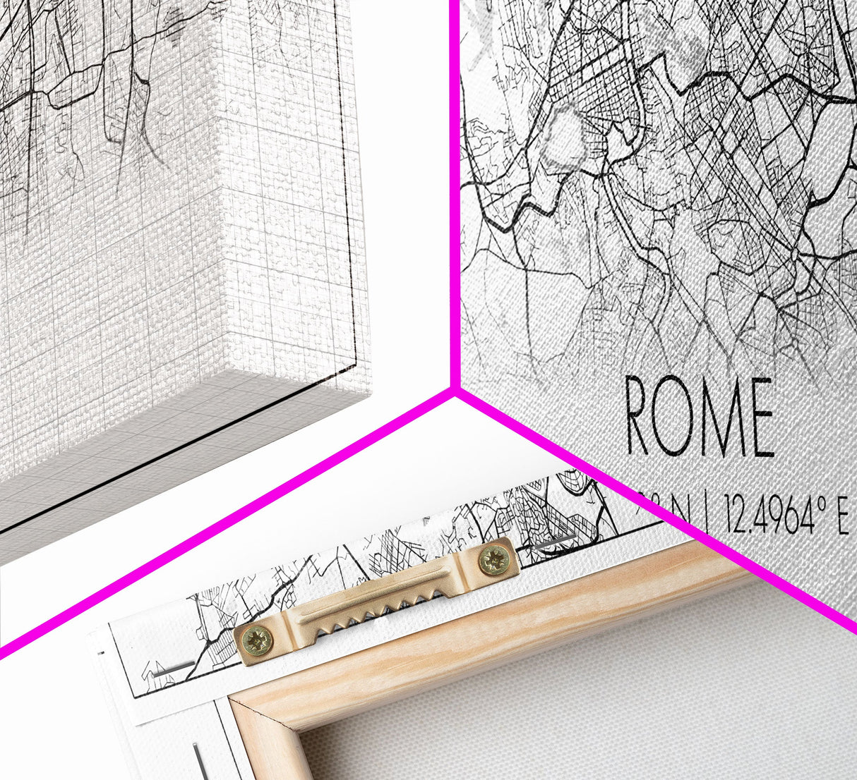 Panoramic Rome City Map, Italy Art, Map Print, Minimalist Wall Art, Canvas Art, Housewarming Gift, Street Map Art, Closing Gift