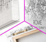 Panoramic Rome City Map, Italy Art, Map Print, Minimalist Wall Art, Canvas Art, Housewarming Gift, Street Map Art, Closing Gift