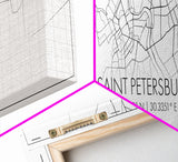 Panoramic Saint Petersburg City Map, Russia Art, Map Print, Minimalist Wall Art, Canvas Art, Housewarming Gift, Street Map, Closing Gift