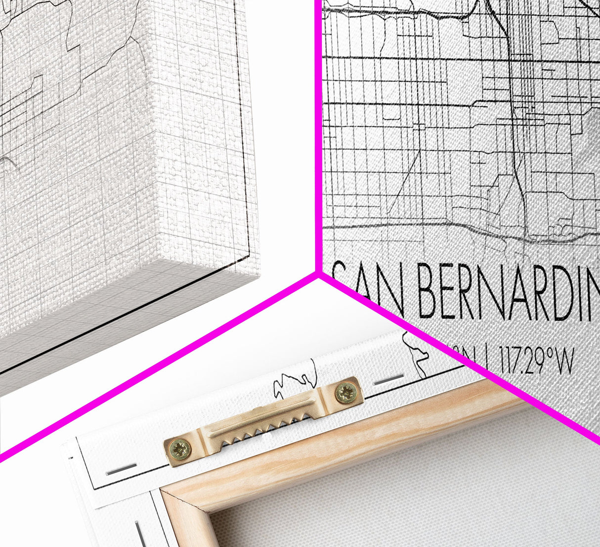 Panoramic San Bernardino City Map, California Art, Map Print, Minimalist Wall Art, Canvas Art, Housewarming Gift, Street Map, Closing Gift