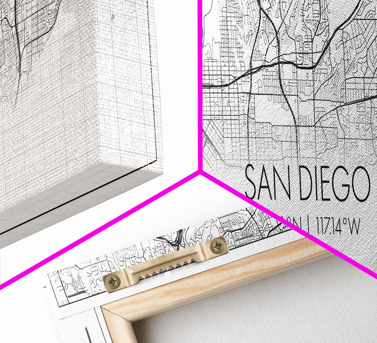 Panoramic San Diego City Map, California Art, Map Print, Minimalist Wall Art, Canvas Art, Housewarming Gift, Street Map Art, Closing Gift