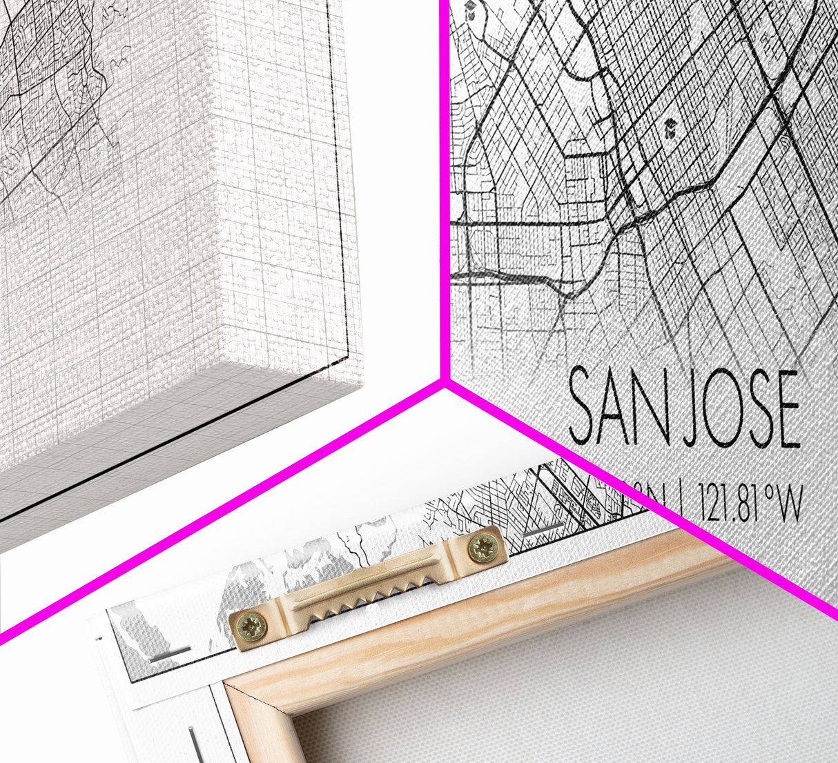 Panoramic San Jose City Map, California Art, Map Print, Minimalist Wall Art, Canvas Art, Housewarming Gift, Street Map Art, Closing Gift