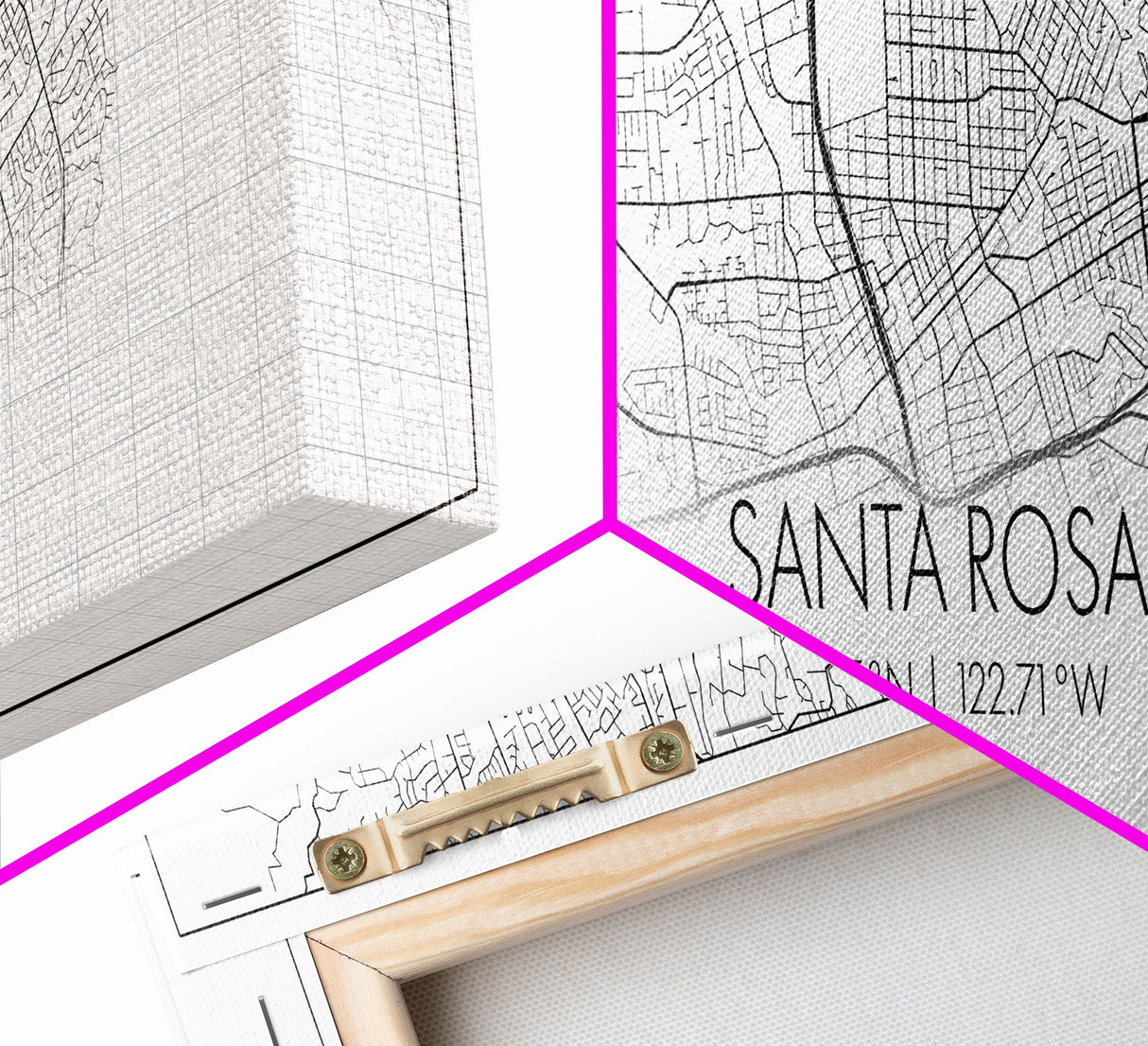 Panoramic Santa Rosa City Map, California Art, Map Print, Minimalist Wall Art, Canvas Art, Housewarming Gift, Street Map Art, Closing Gift