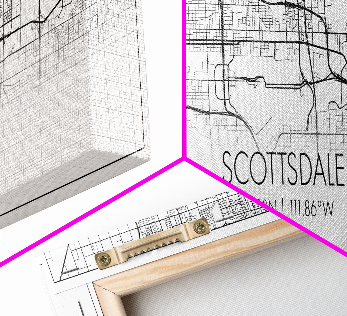 Panoramic Scottsdale City Map, Arizona Art, Map Print, Minimalist Wall Art, Canvas Art, Housewarming Gift, Street Map Art, Closing Gift