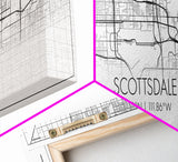 Panoramic Scottsdale City Map, Arizona Art, Map Print, Minimalist Wall Art, Canvas Art, Housewarming Gift, Street Map Art, Closing Gift