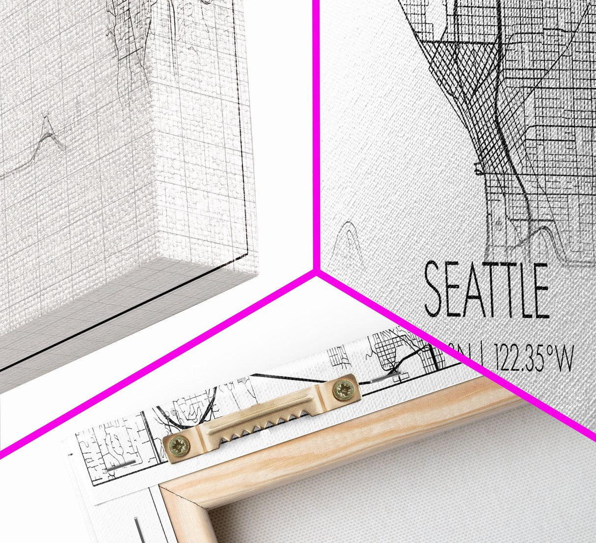 Panoramic Seattle City Map, Washington Art, Map Print, Minimalist Wall Art, Canvas Art, Housewarming Gift, Street Map Art, Closing Gift