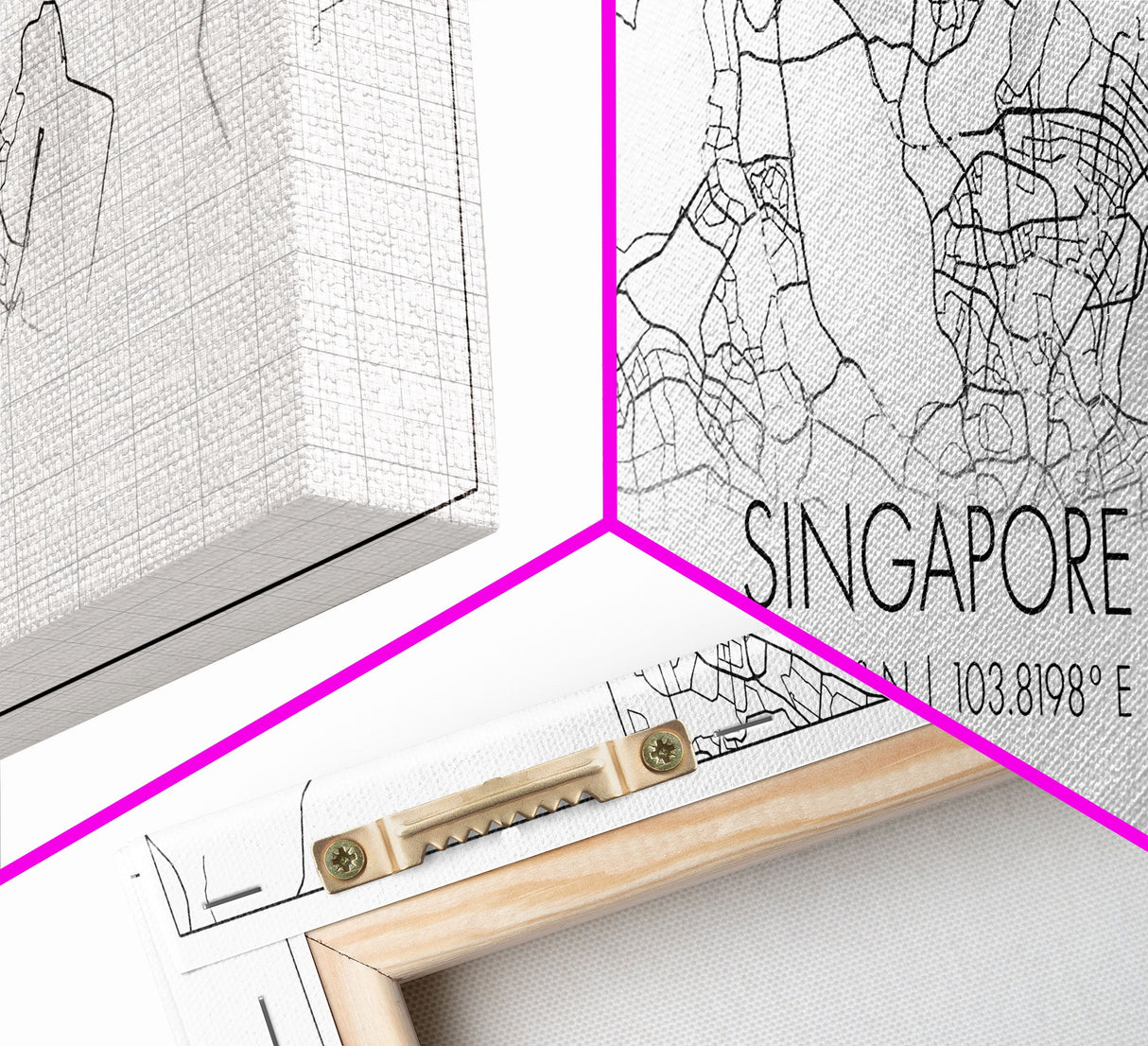 Panoramic Singapore City Map, Singapore Art, Map Print, Minimalist Wall Art, Canvas Art, Housewarming Gift, Street Map Art, Closing Gift