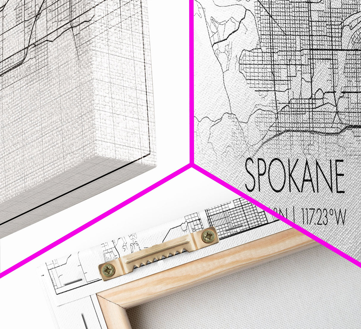 Panoramic Spokane City Map, Washington Art, Map Print, Minimalist Wall Art, Canvas Art, Housewarming Gift, Street Map Art, Closing Gift